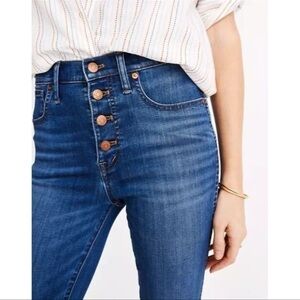 MADEWELL Jeans Women Sz 28 in High Rise Skinny Crop Button Fly Distressed Color
